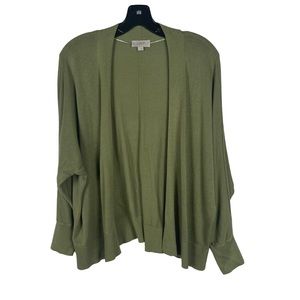 LOFT outlet green open flyaway cardigan sweater woman's size XL casual modest